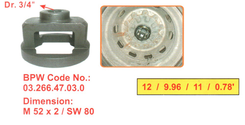 BPW 12 TONS ROLLER BEARINGS AXLE NUT SOCKET Dr. 3/4