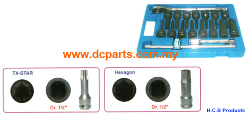 18 PCS IMPACT HEXAGON & TX-STAR WRENCH SET 